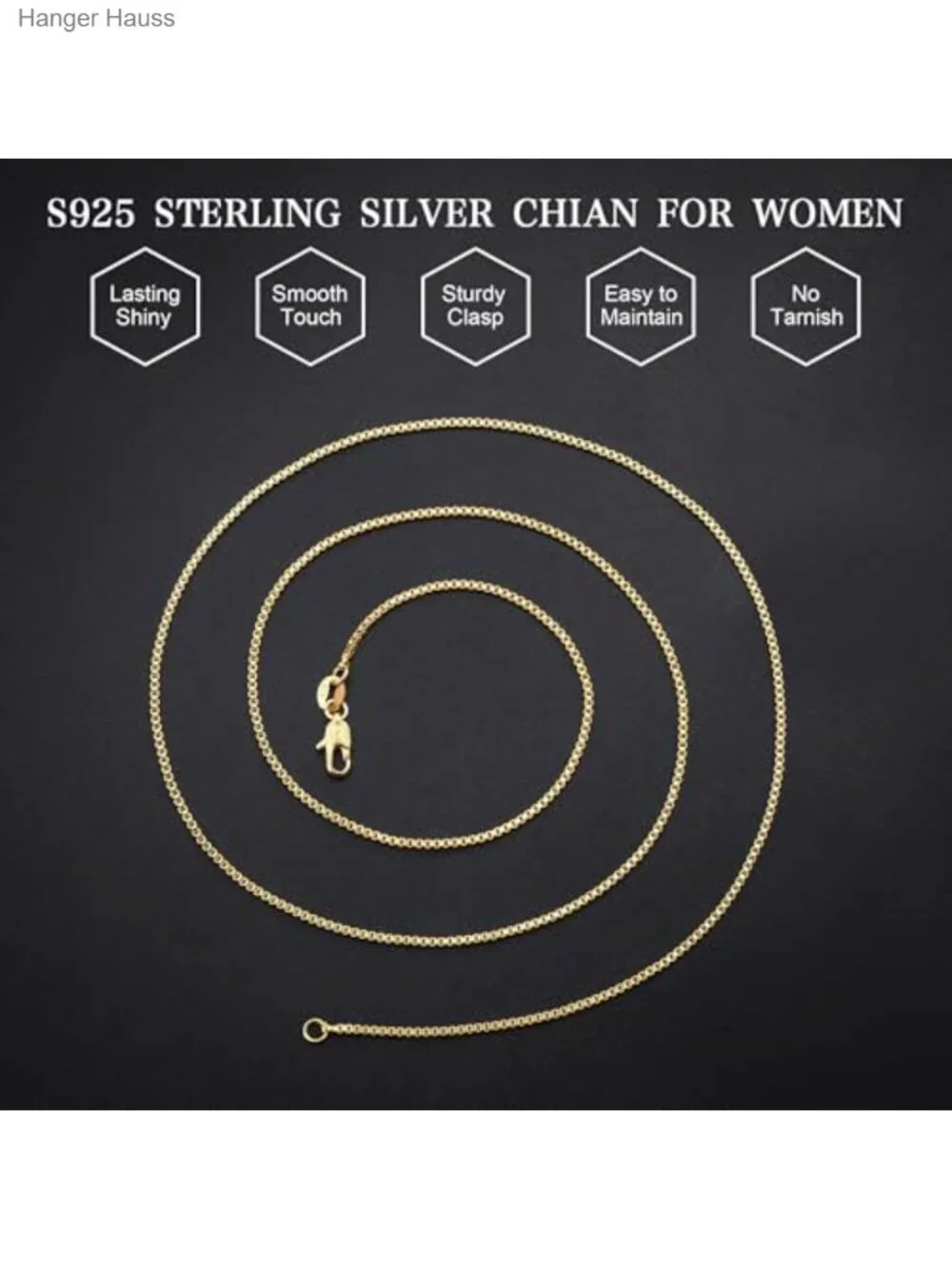 18K Gold Plated 925 Sterling Silver 1mm Box Chain Necklace 18